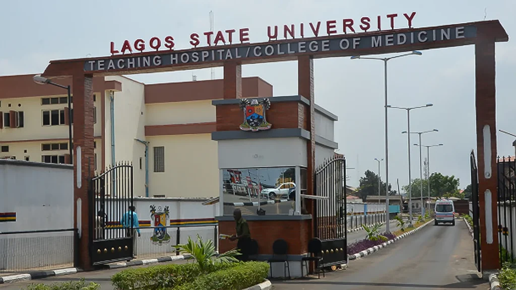 Main entrance gate of Lagos State University Teaching Hospital (LASUTH) and College of Medicine in Ikeja, Lagos.