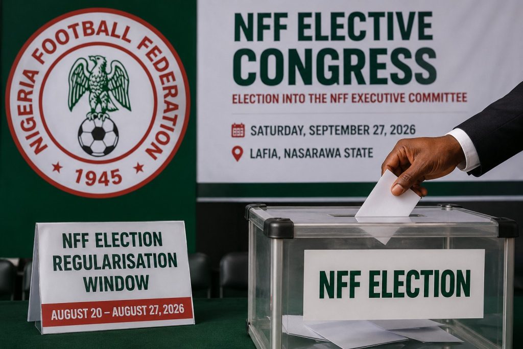 NFF election ballot box with Nigeria Football Federation logo ahead of the September 27, 2026 elective congress.